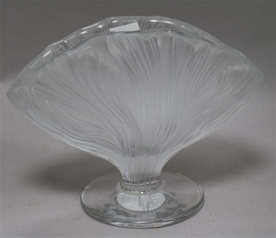 A Lalique frosted glass foliate vase, height 24cm